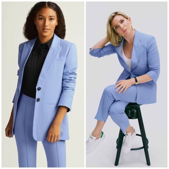 ARGENT Classic Blazer Virgin Wool Light Blue size 4 Preppy Office Work wear